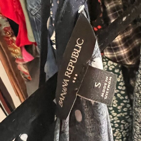 Banana Republic Navy White Polka Dot Midi Dress Tiered Halter Flowy Preppy Sz S - Picture 6 of 10